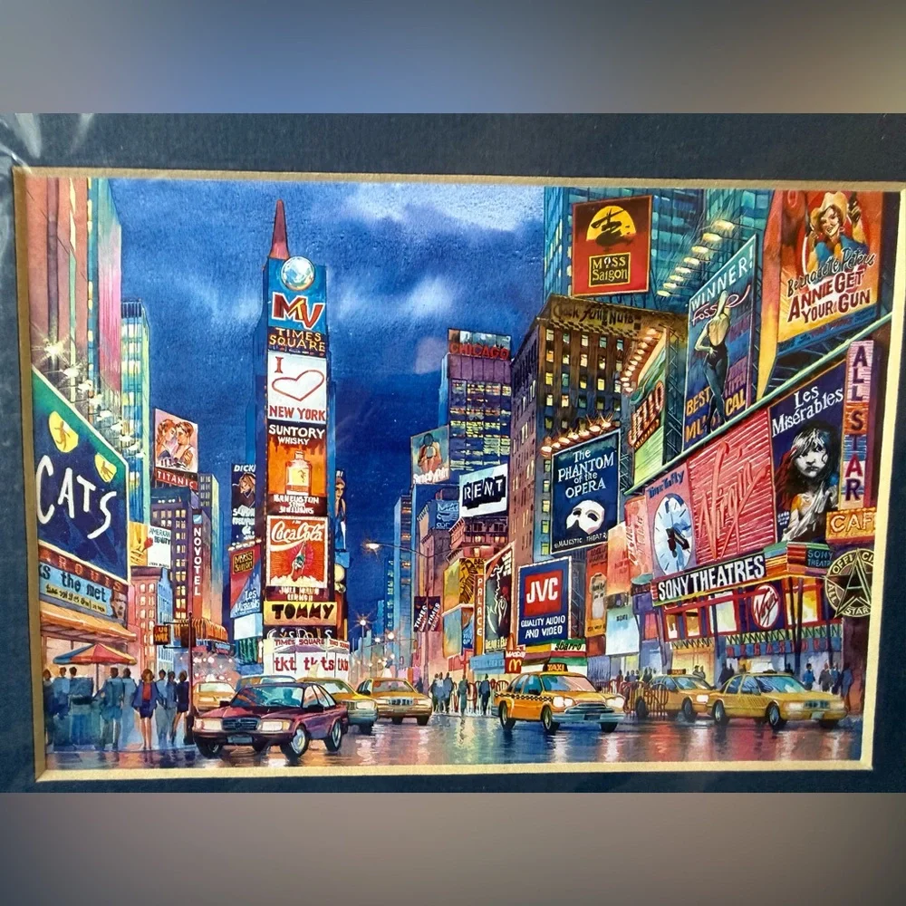 New Lot of 2 New York Times Square Central Park Matted Art Prints Pop Colorful